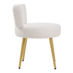 Vanity Stool Teddy Fabric with Metal Legs