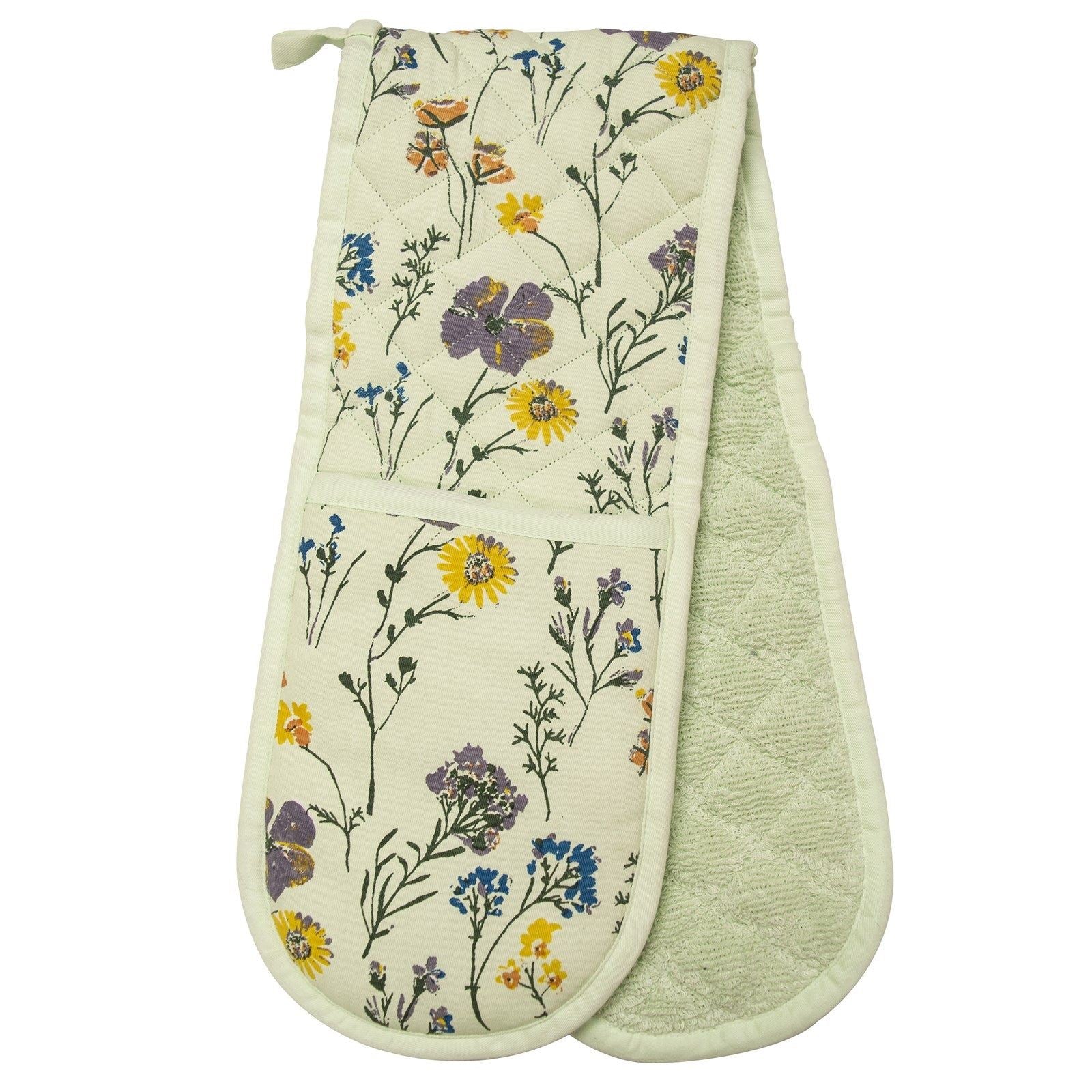 Pressed Flowers Double Oven Gloves