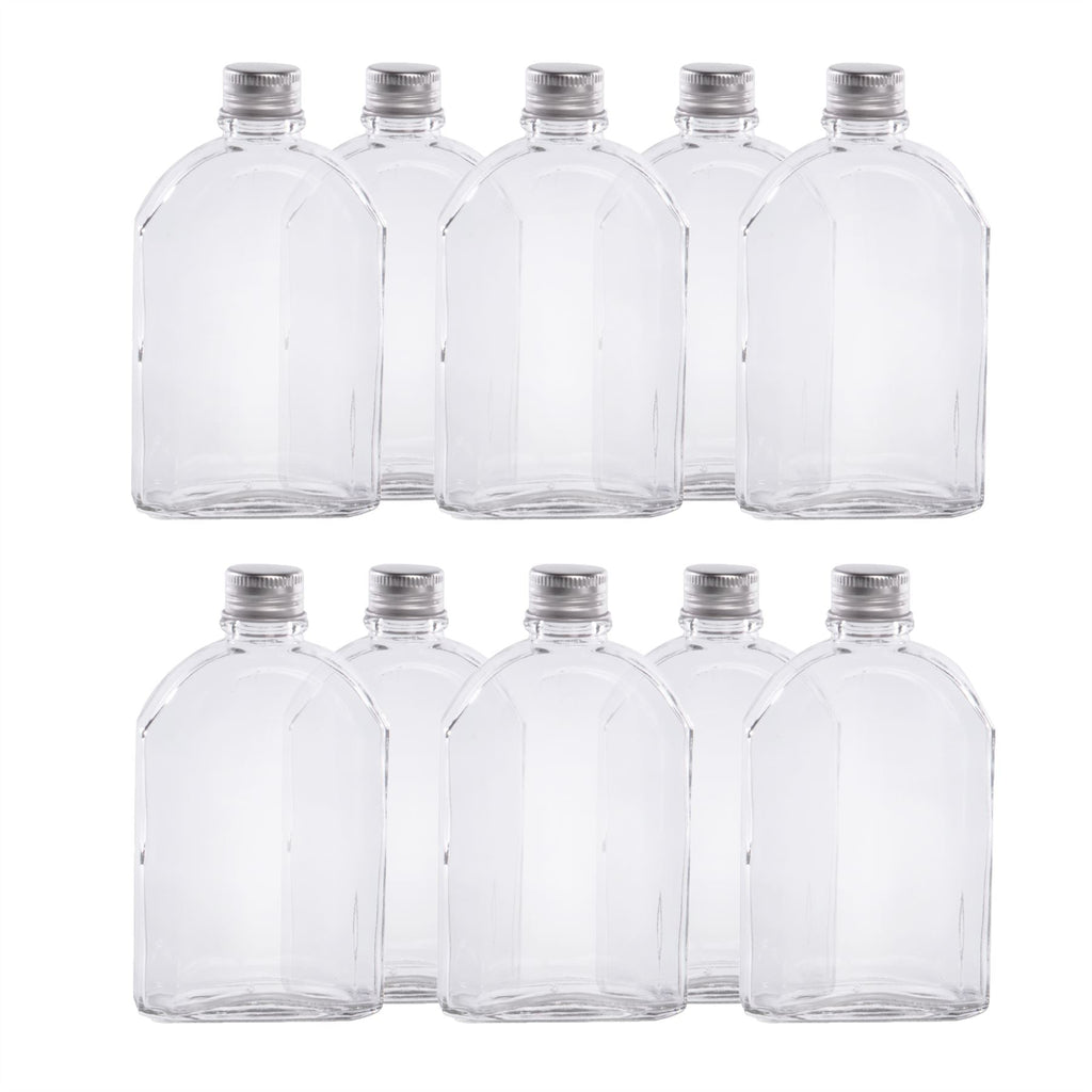 Glass Flask Bottles with Lids 200ml - Set of 10 | Pukkr