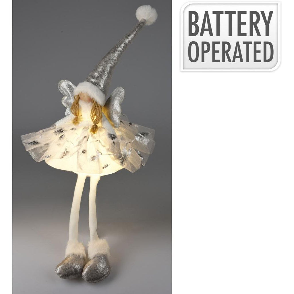 Angel Girl With LED Light 60cm Silver - Beales department store