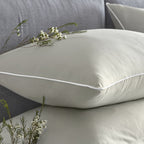 Silver With White Contrast Piping 200 Thread Count 100% Cotton Duvet Set