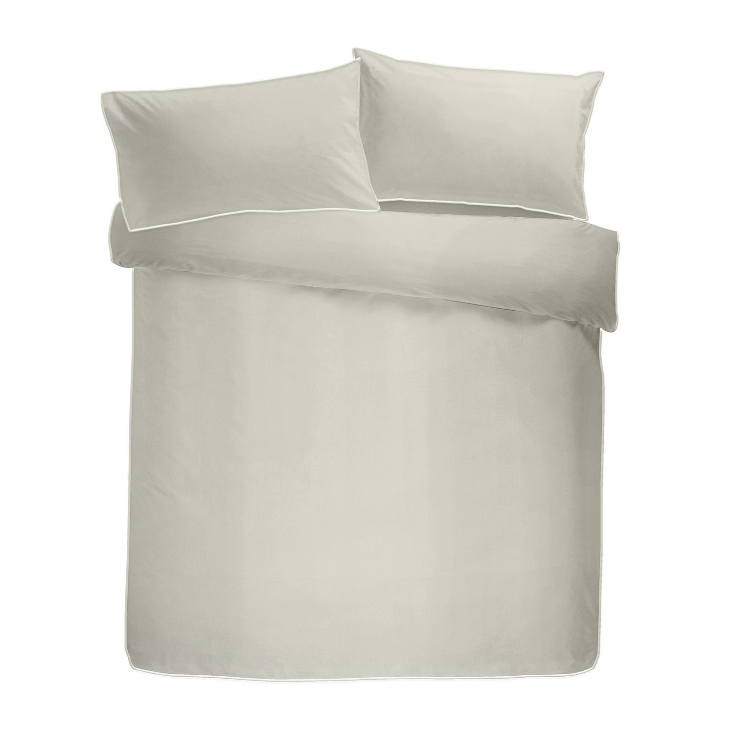 Silver With White Contrast Piping 200 Thread Count 100% Cotton Duvet Set