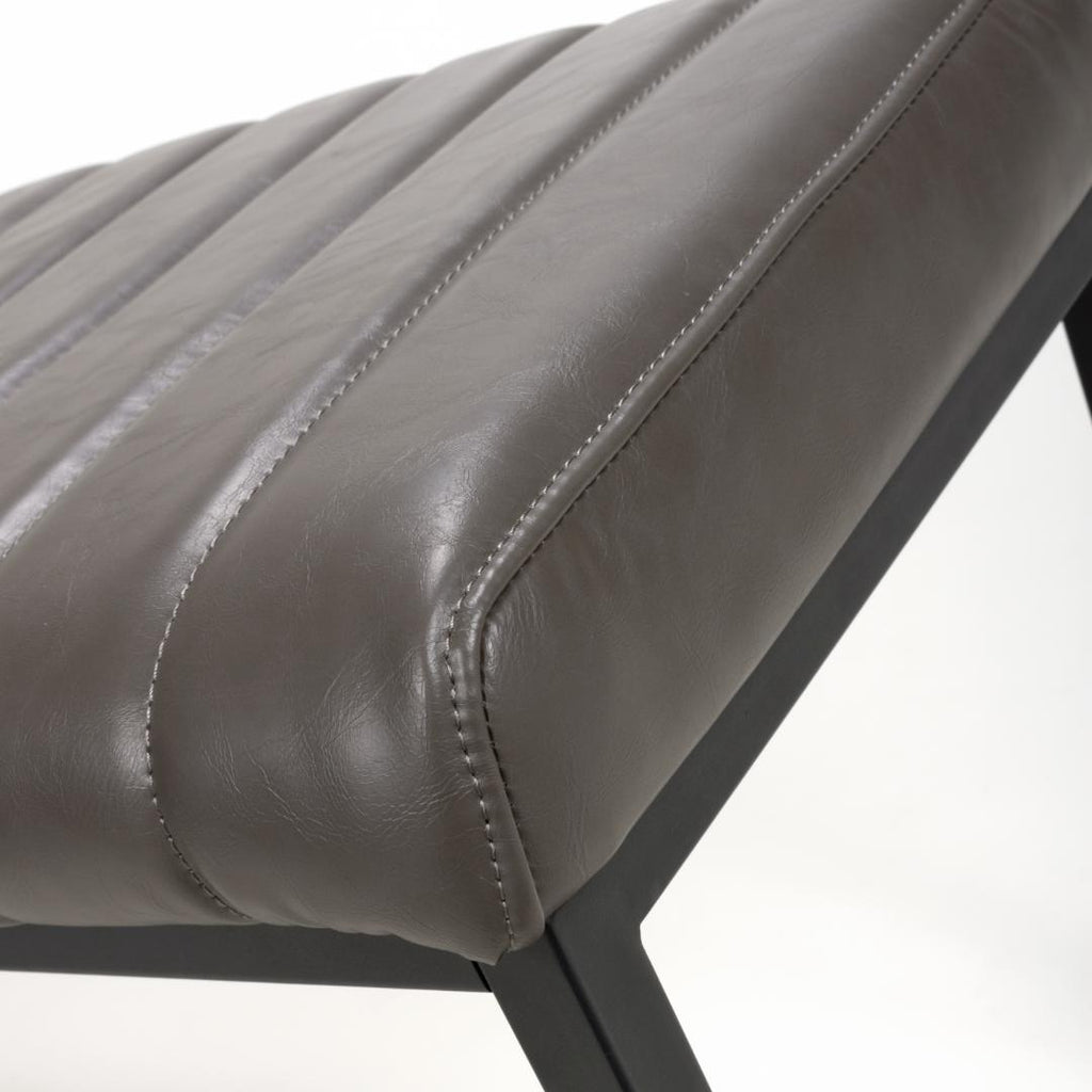 Archer Leather Effect Grey Bench - Beales department store