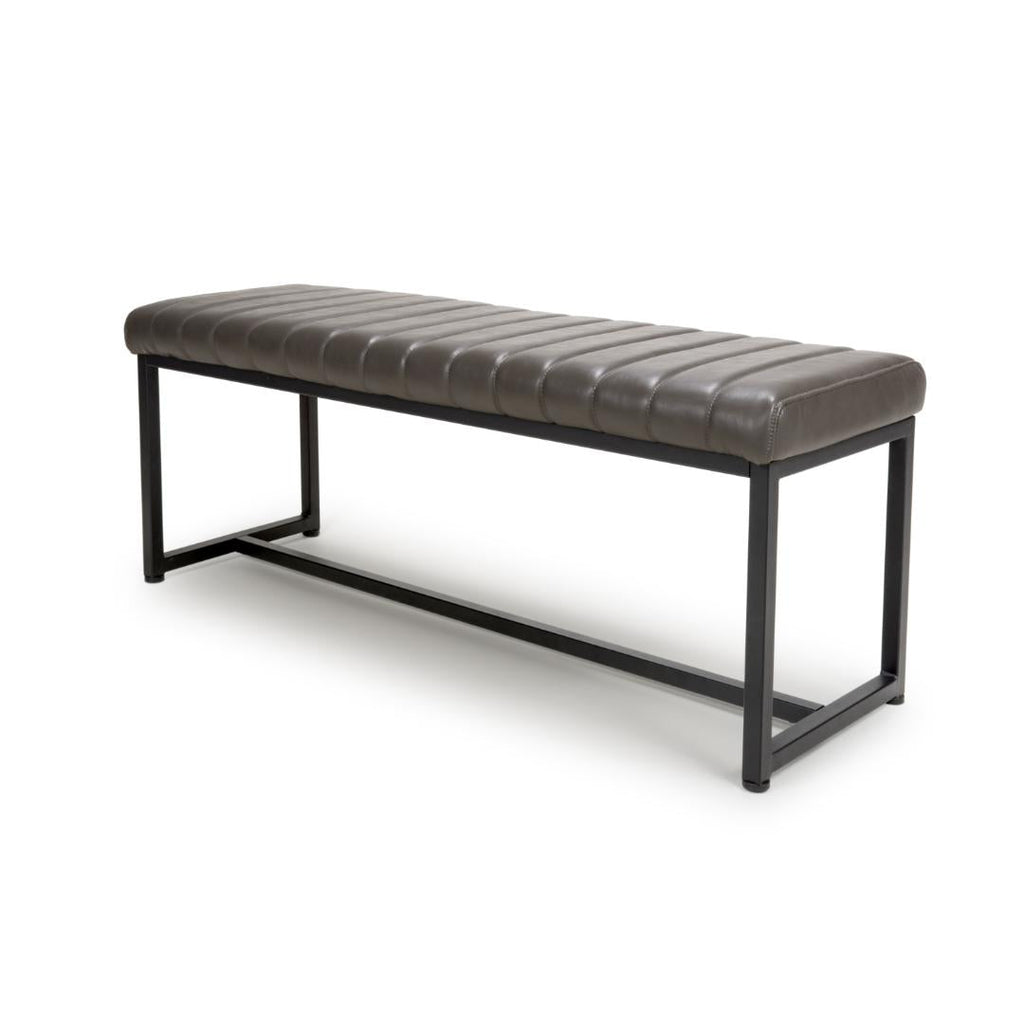 Archer Leather Effect Grey Bench - Beales department store