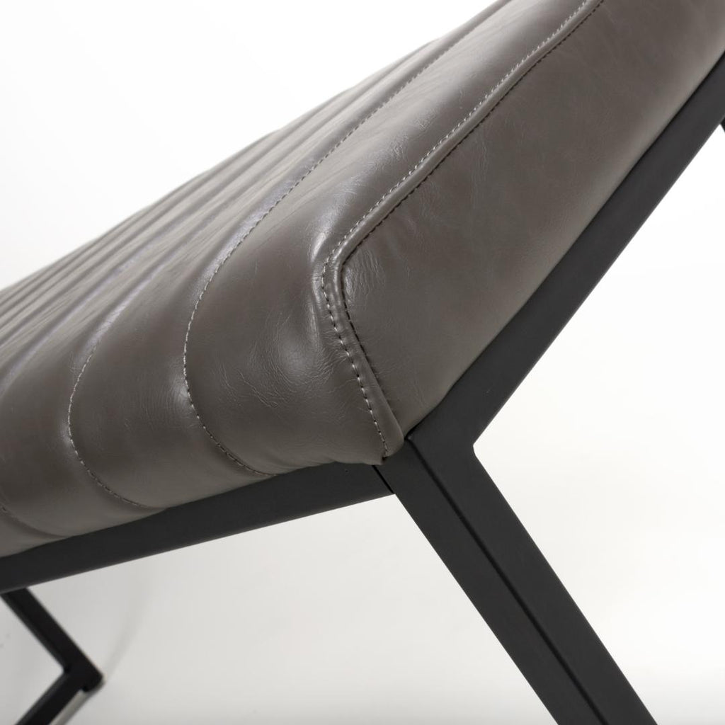 Archer Leather Effect Grey Bench - Beales department store