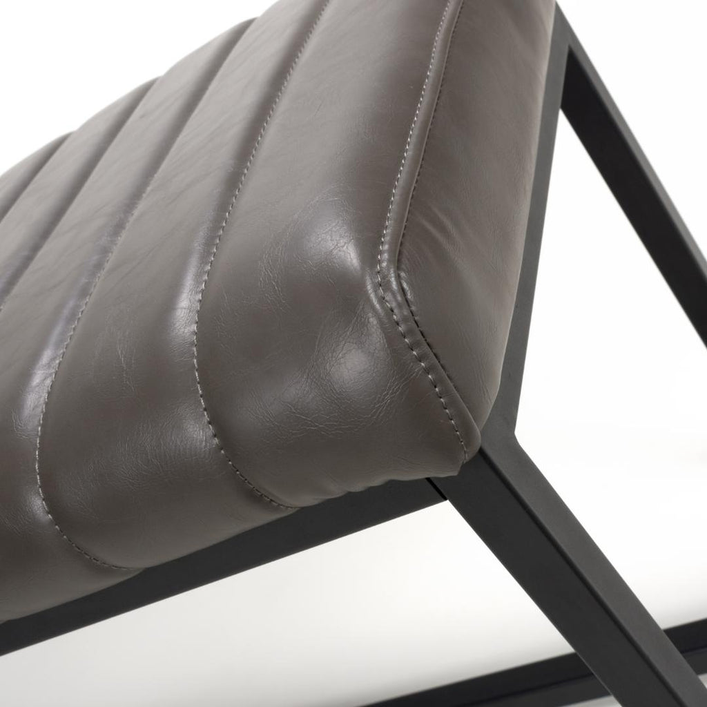 Archer Leather Effect Grey Bench - Beales department store