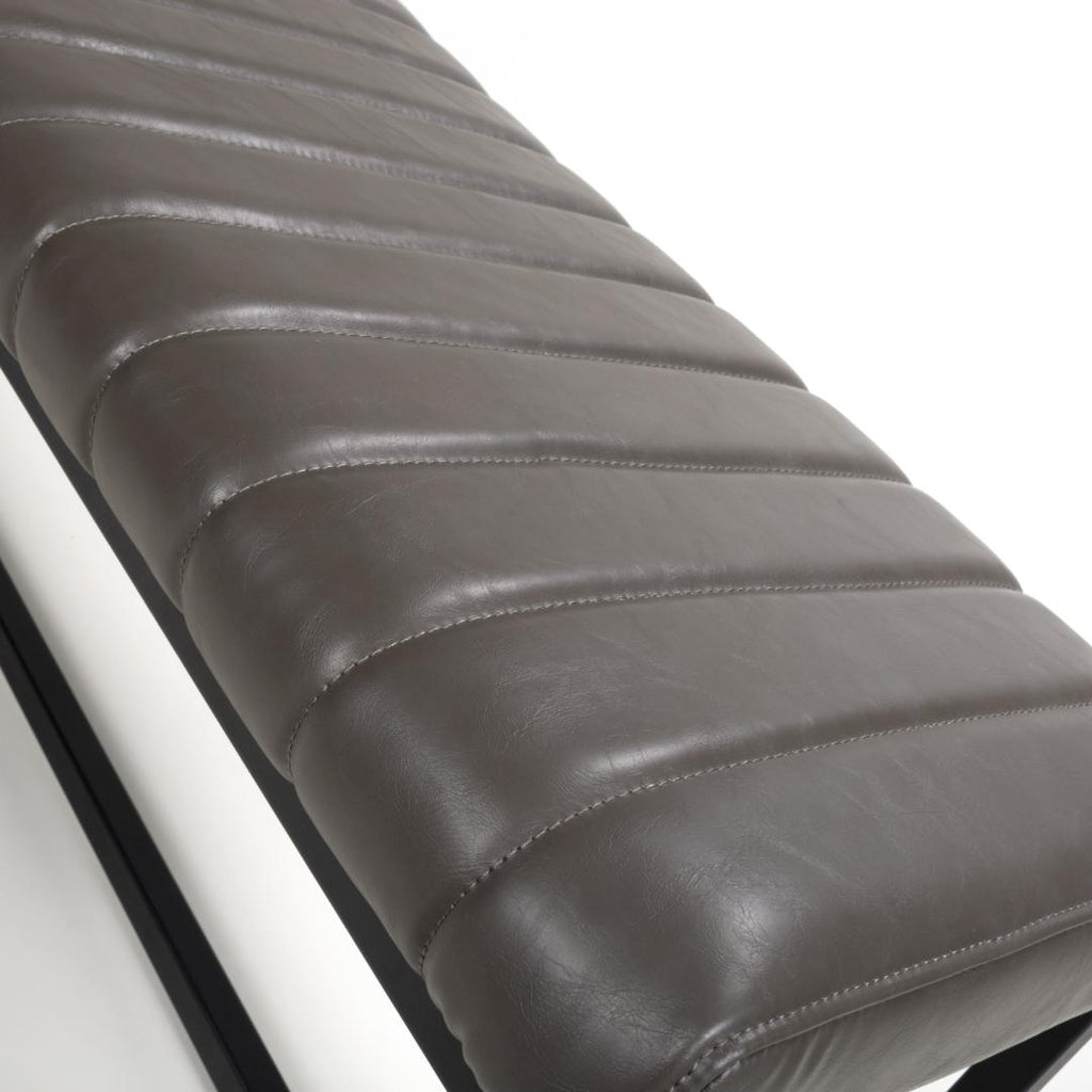 Archer Leather Effect Grey Bench - Beales department store