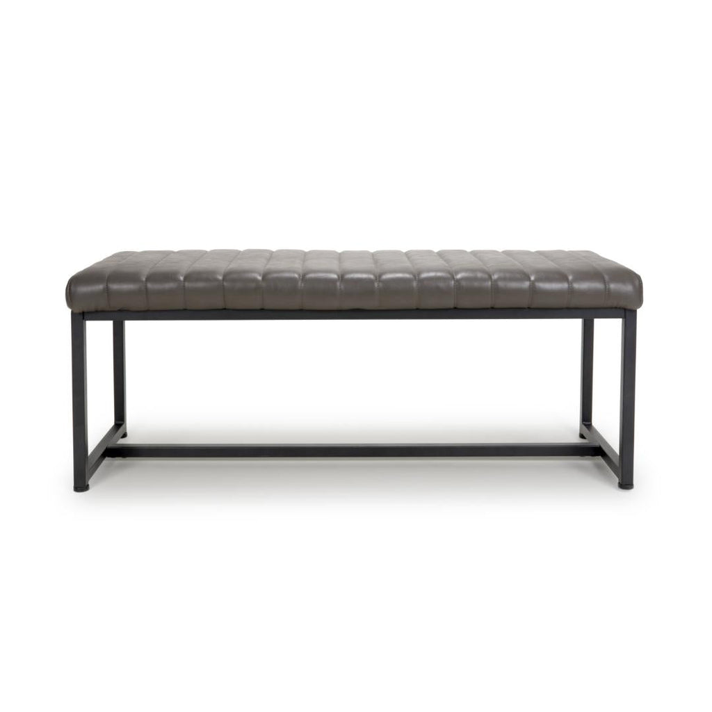 Archer Leather Effect Grey Bench - Beales department store