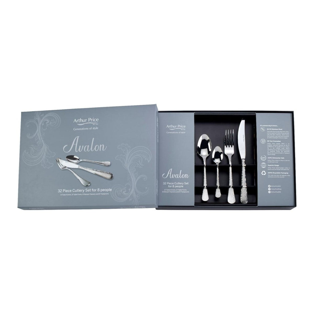 Arthur Price 'Avalon' stainless steel 32 piece 8 person gift boxed cutlery set - Beales department store