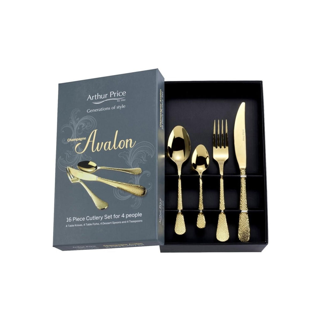 Arthur Price 'Champagne Avalon' stainless steel 16 piece 4 person gift boxed cutlery set - Beales department store