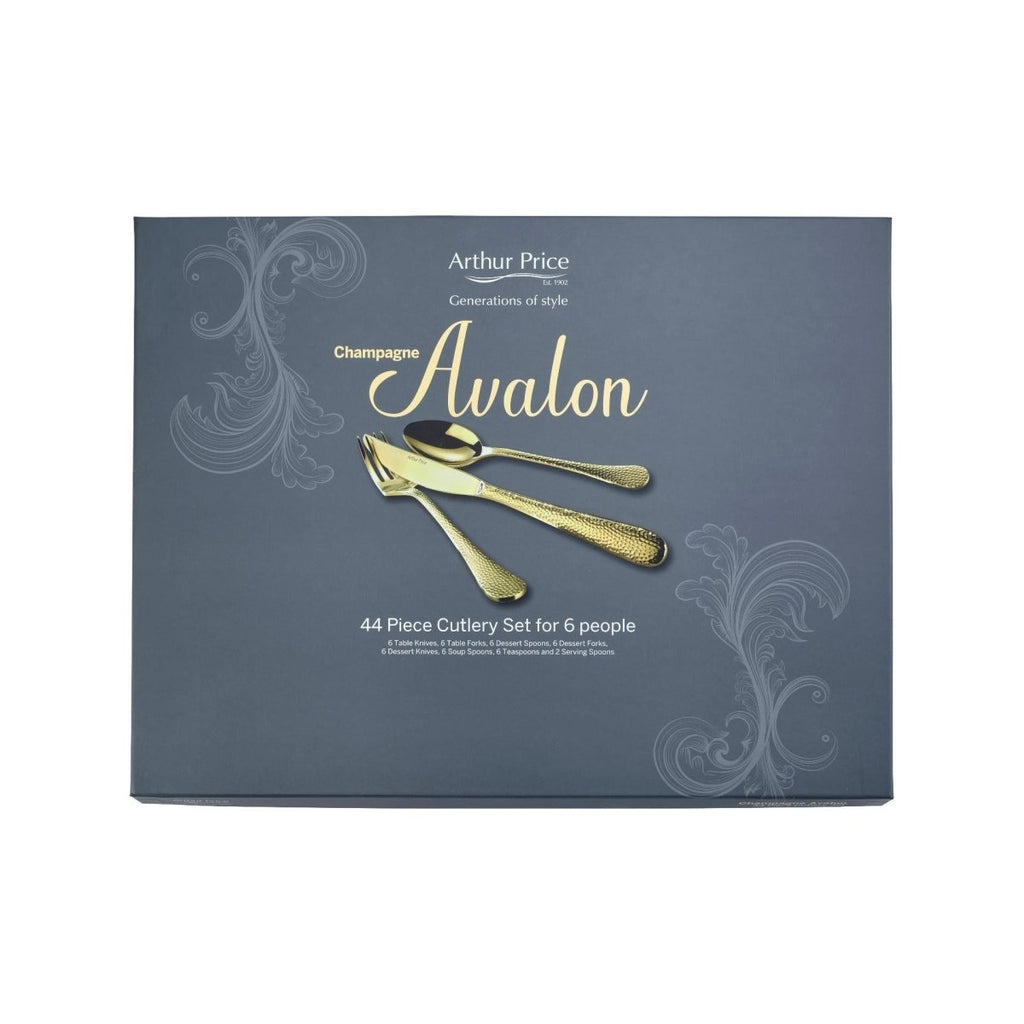 Arthur Price 'Champagne Avalon' stainless steel 44 piece 6 person gift boxed cutlery set - Beales department store