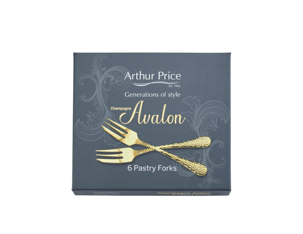 Arthur Price 'Champagne Avalon' stainless steel gift boxed set of 6 pastry forks - Beales department store