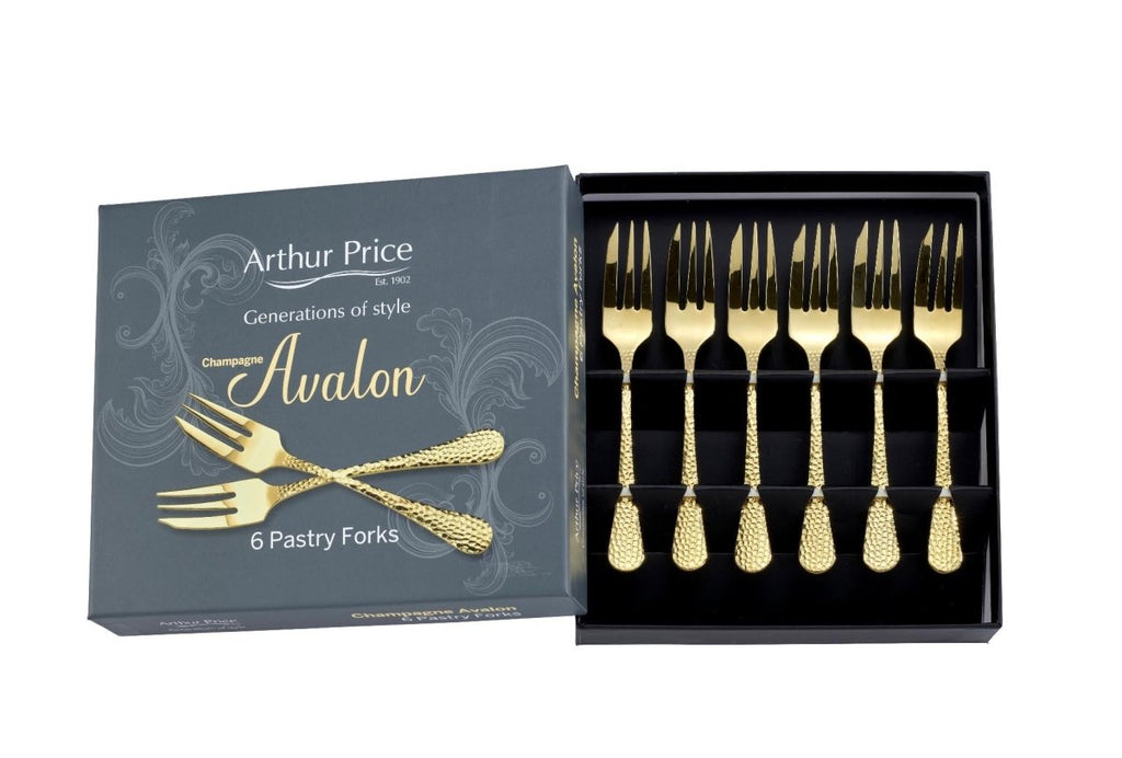 Arthur Price 'Champagne Avalon' stainless steel gift boxed set of 6 pastry forks - Beales department store