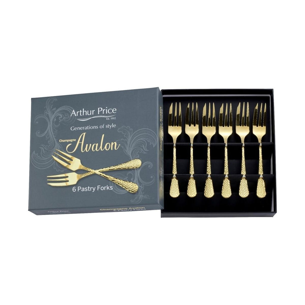 Arthur Price 'Champagne Avalon' stainless steel gift boxed set of 6 pastry forks - Beales department store