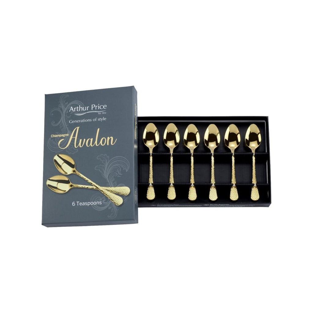 Arthur Price 'Champagne Avalon' stainless steel gift boxed set of 6 tea spoons - Beales department store