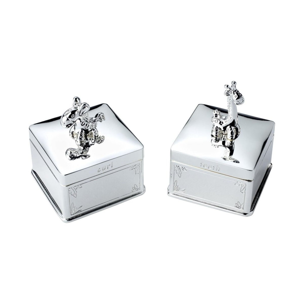 Arthur Price Silver Plated Childrens Gift Giraffe First Tooth Box And First Curl Box - Beales department store