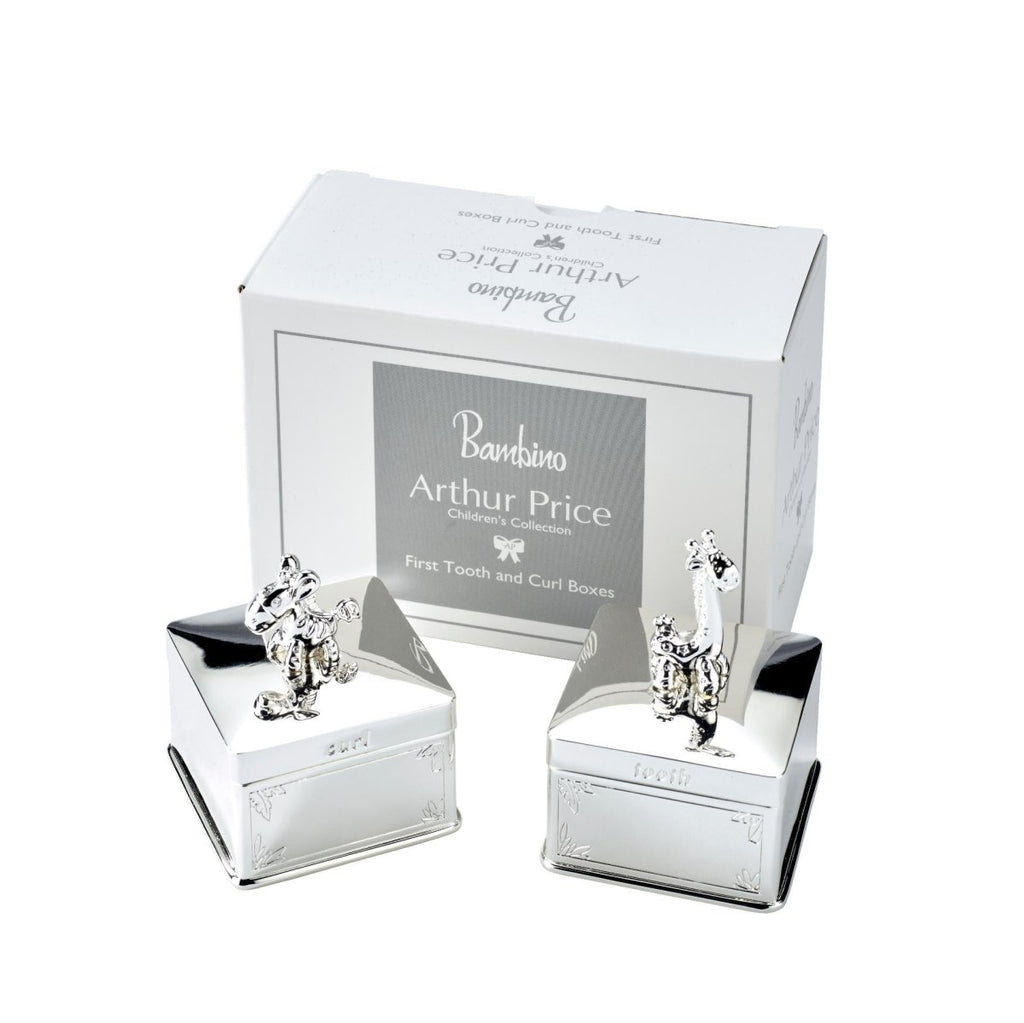 Arthur Price Silver Plated Childrens Gift Giraffe First Tooth Box And First Curl Box - Beales department store