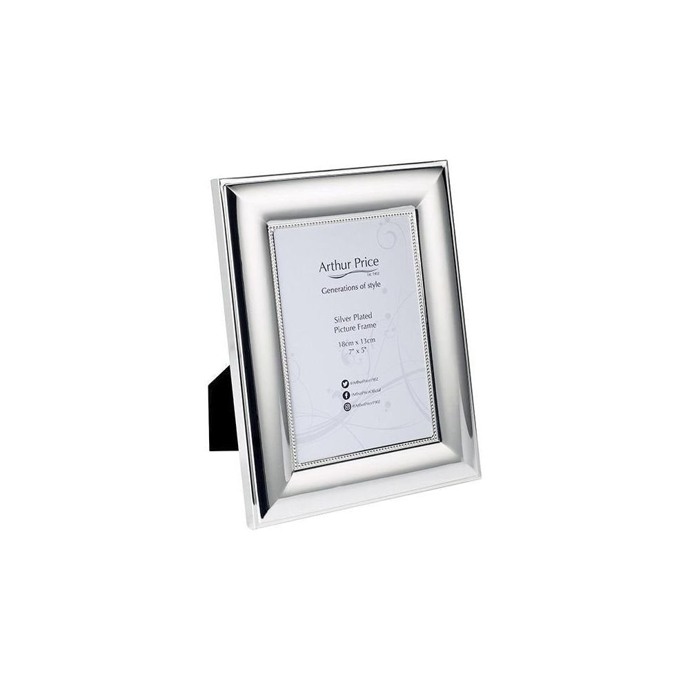 Arthur Price XEPFBE02 'Bead' luxury Silver Plated picture frame holds 7" x 5" photograph - Beales department store