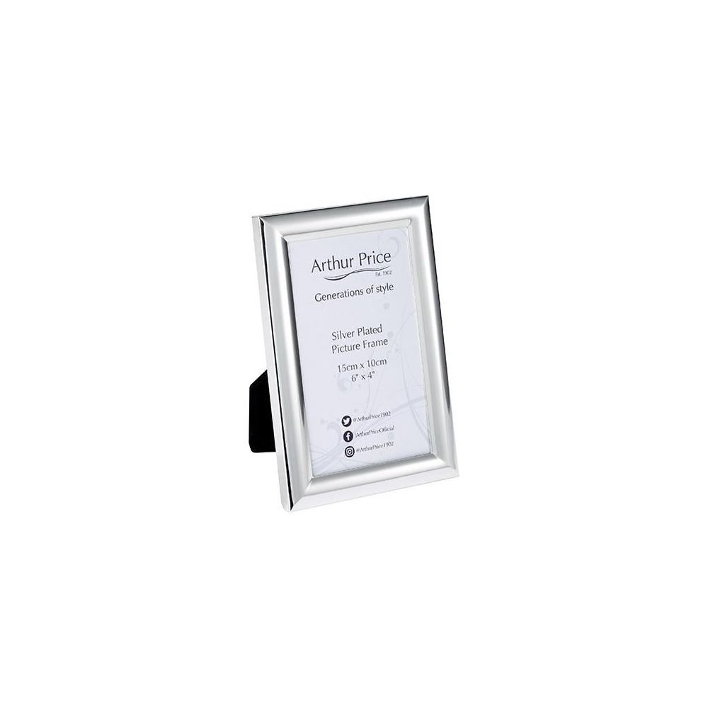Arthur Price XEPFPL01 'Plain' luxury Silver Plated picture frame holds 6" x 4" photograph - Beales department store