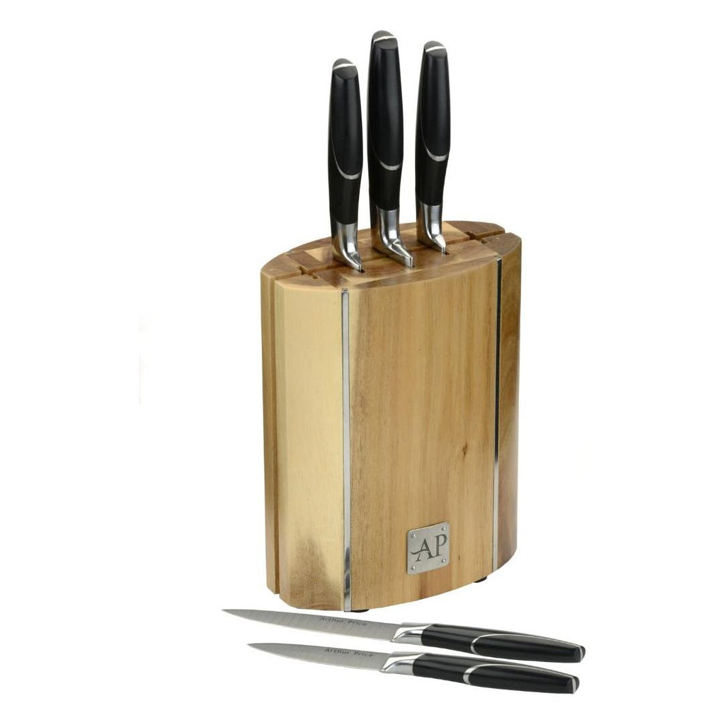 Arthur Price ZAPK7005 Oval wooden knife block - Beales department store