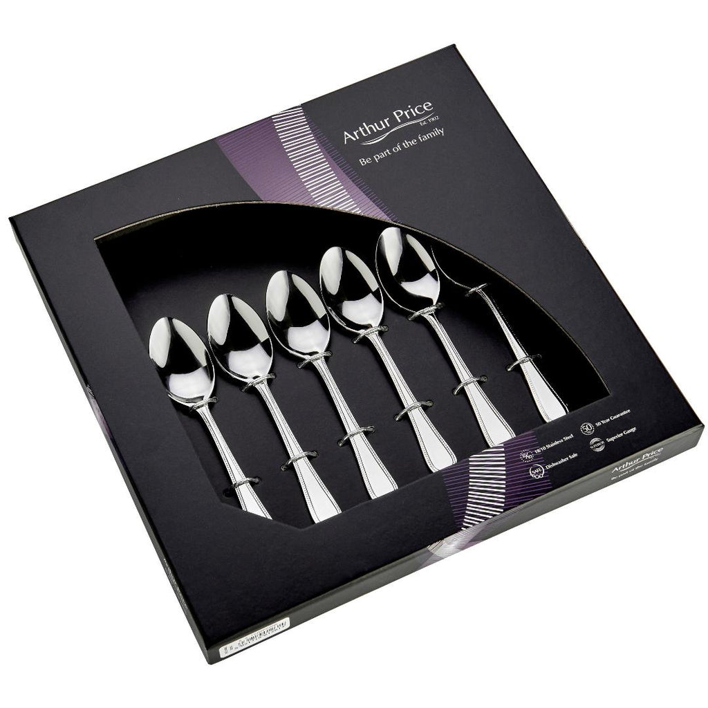Arthur Price ZBIS0061 'Bead' 18/10 stainless steel box of 6 tea spoons - Beales department store