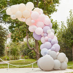 Luxe Pink, Lilac & Grey Balloon Arch with Hydrangeas- 5 Inner Pack