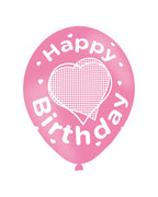 Happy Birthday Pink Balloons - 11'' Latex (6pk)