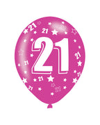 21st Birthday Assorted Balloons - 11'' Latex (6pk)