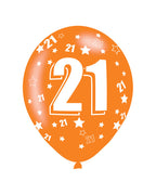 21st Birthday Assorted Balloons - 11'' Latex (6pk)