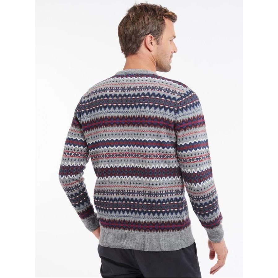 Barbour Case Fair Isle Crew Mid - Grey - Beales department store