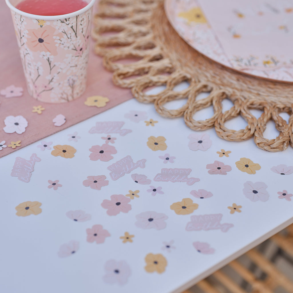 Floral Happy Birthday Confetti