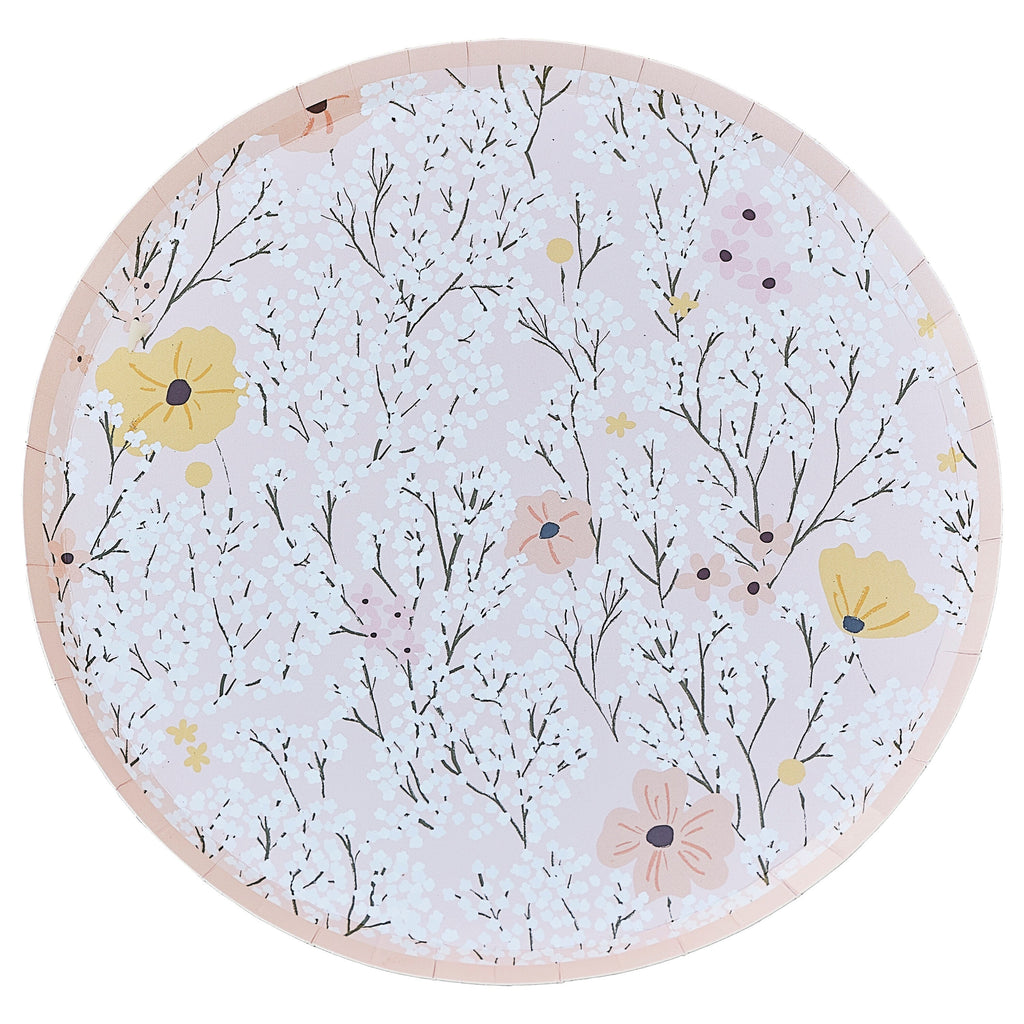 Pink Floral Paper Plates- 5 Inner Pack
