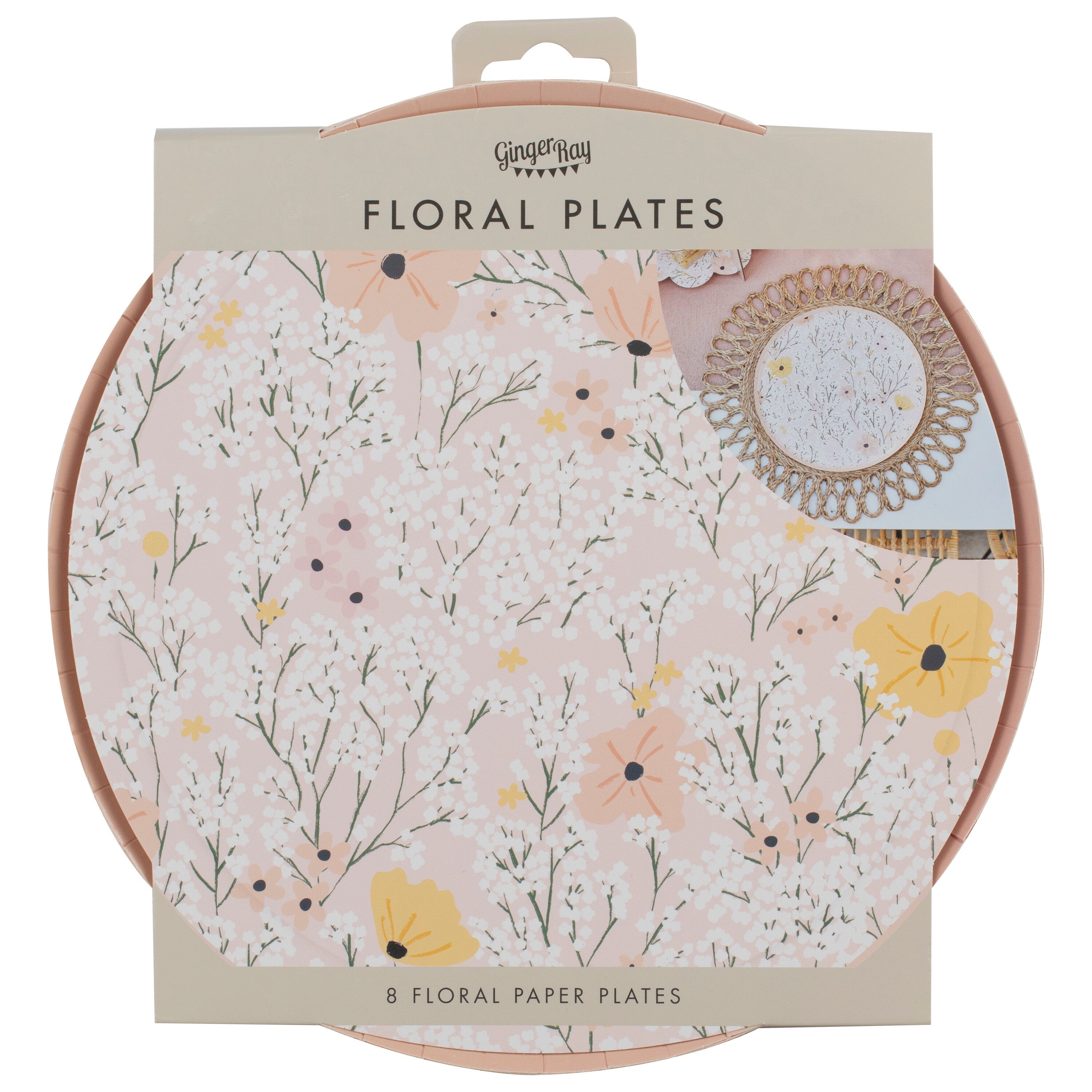 Pink Floral Paper Plates