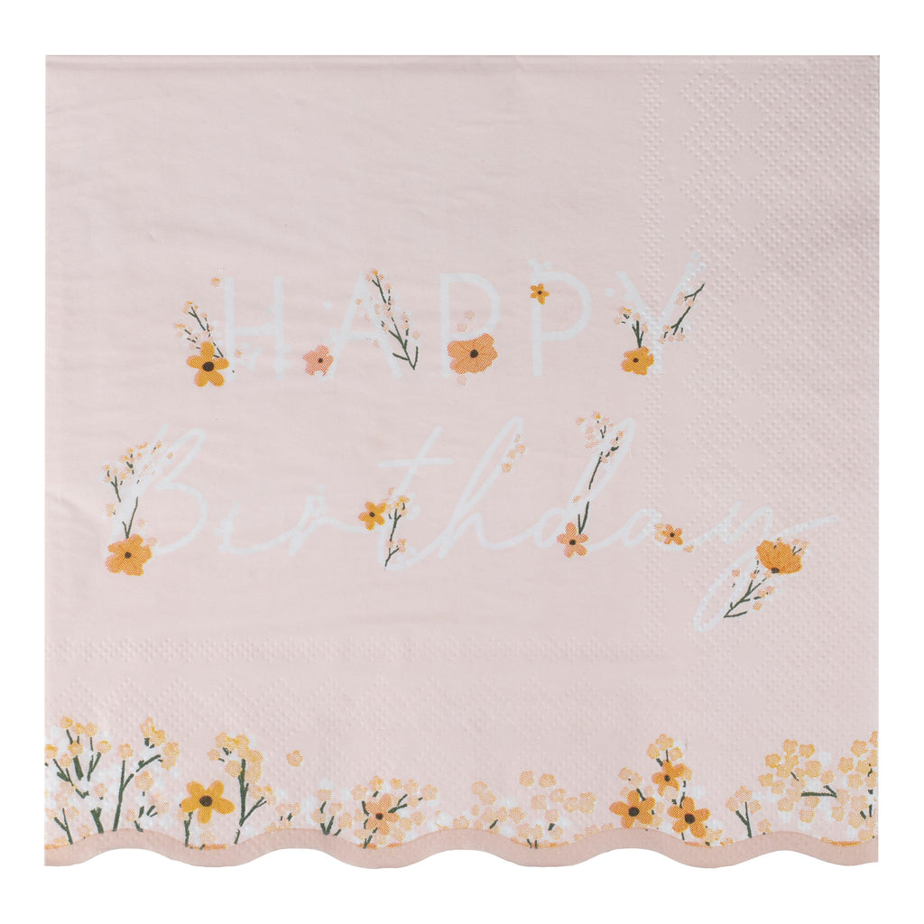Pink Floral Birthday Napkins