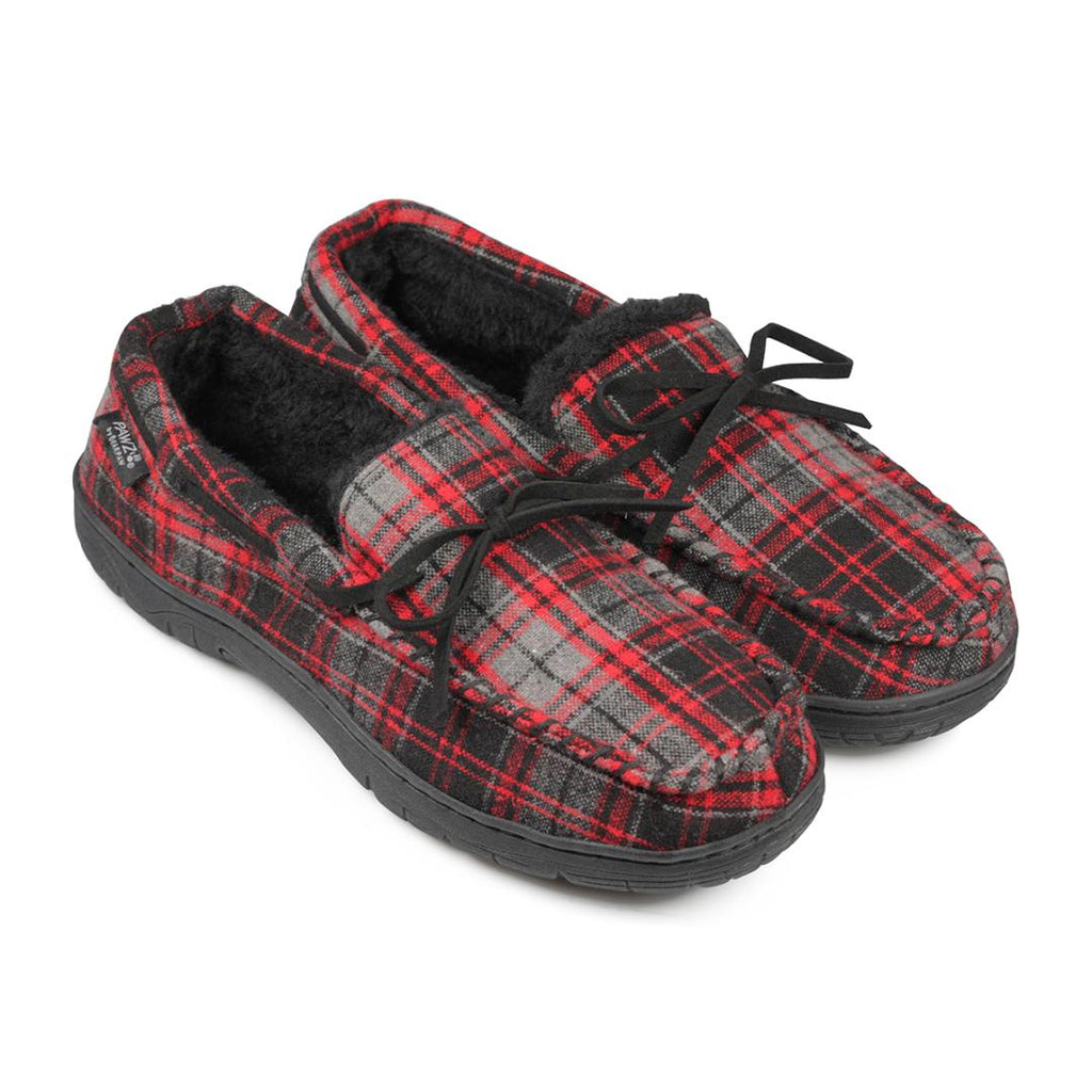 Bearpaw BP00443 Rob Slippers - Grey/Red Plaid - Beales department store