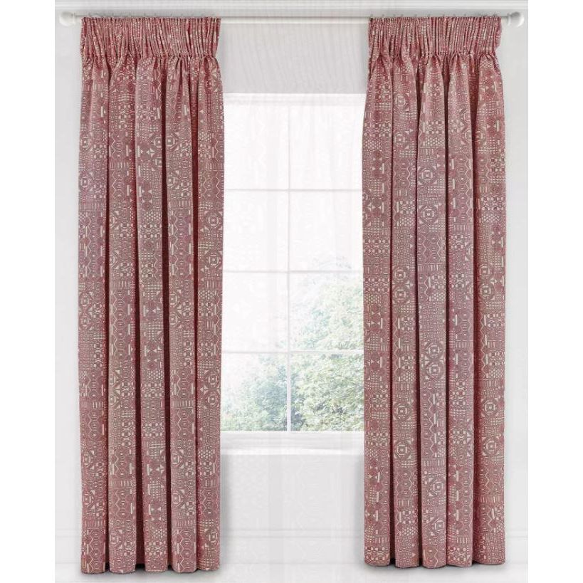 Bedeck of Belfast Akello Lined Curtains 66" x 72" - Crimson - Beales department store
