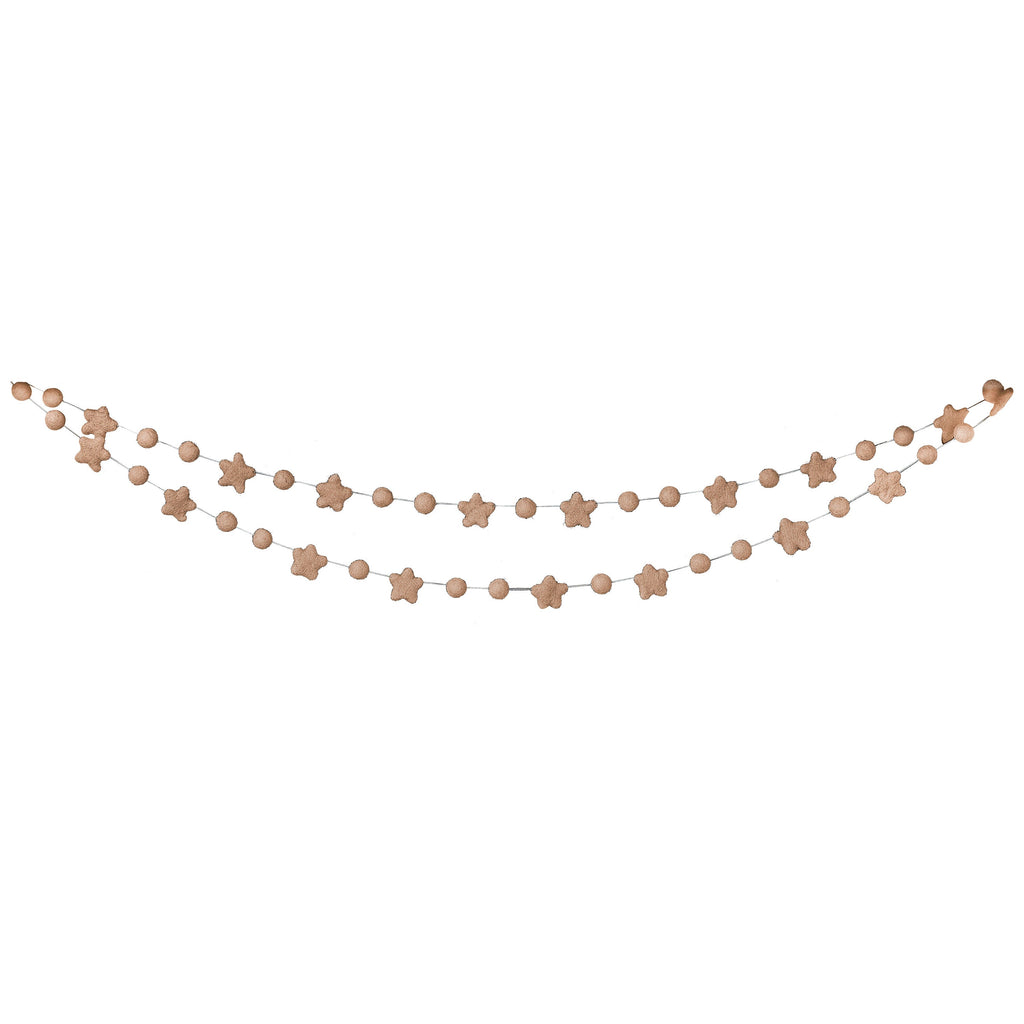 Blush Pink Felt Star and Bead Christmas Garland