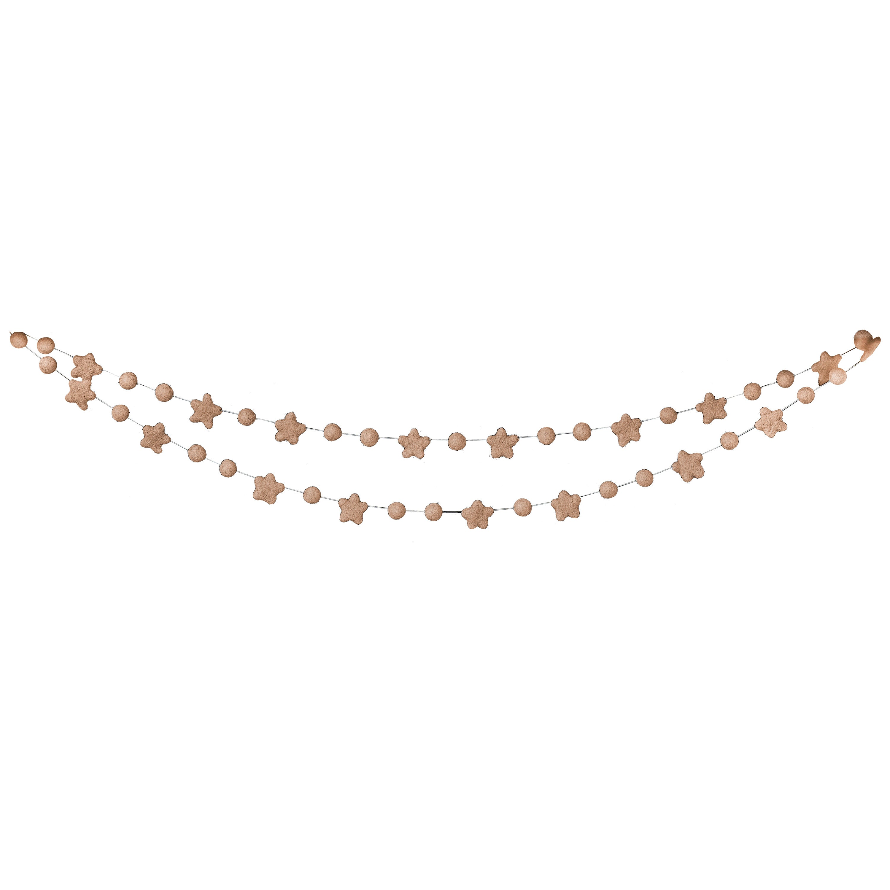 Blush Pink Felt Star and Bead Christmas Garland- 5 Inner Pack