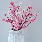 Pink and White Felt Blossom Foliage Stems- 5 Inner Pack