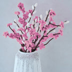 Pink and White Felt Blossom Foliage Stems