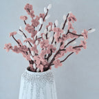 Pink and White Felt Blossom Foliage Stems- 5 Inner Pack