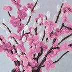 Pink and White Felt Blossom Foliage Stems- 5 Inner Pack