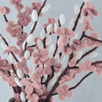 Pink and White Felt Blossom Foliage Stems- 5 Inner Pack