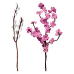 Pink and White Felt Blossom Foliage Stems- 5 Inner Pack