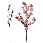 Pink and White Felt Blossom Foliage Stems- 5 Inner Pack