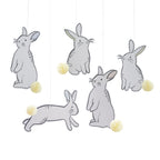 Hanging Easter Bunny Decorations with Honeycomb Tails- 5 Inner Pack