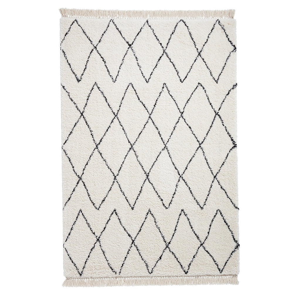 Boho White and Black Rug