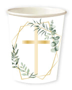 Botanical Celebration Cross Paper Cups - 237ml (8pk)