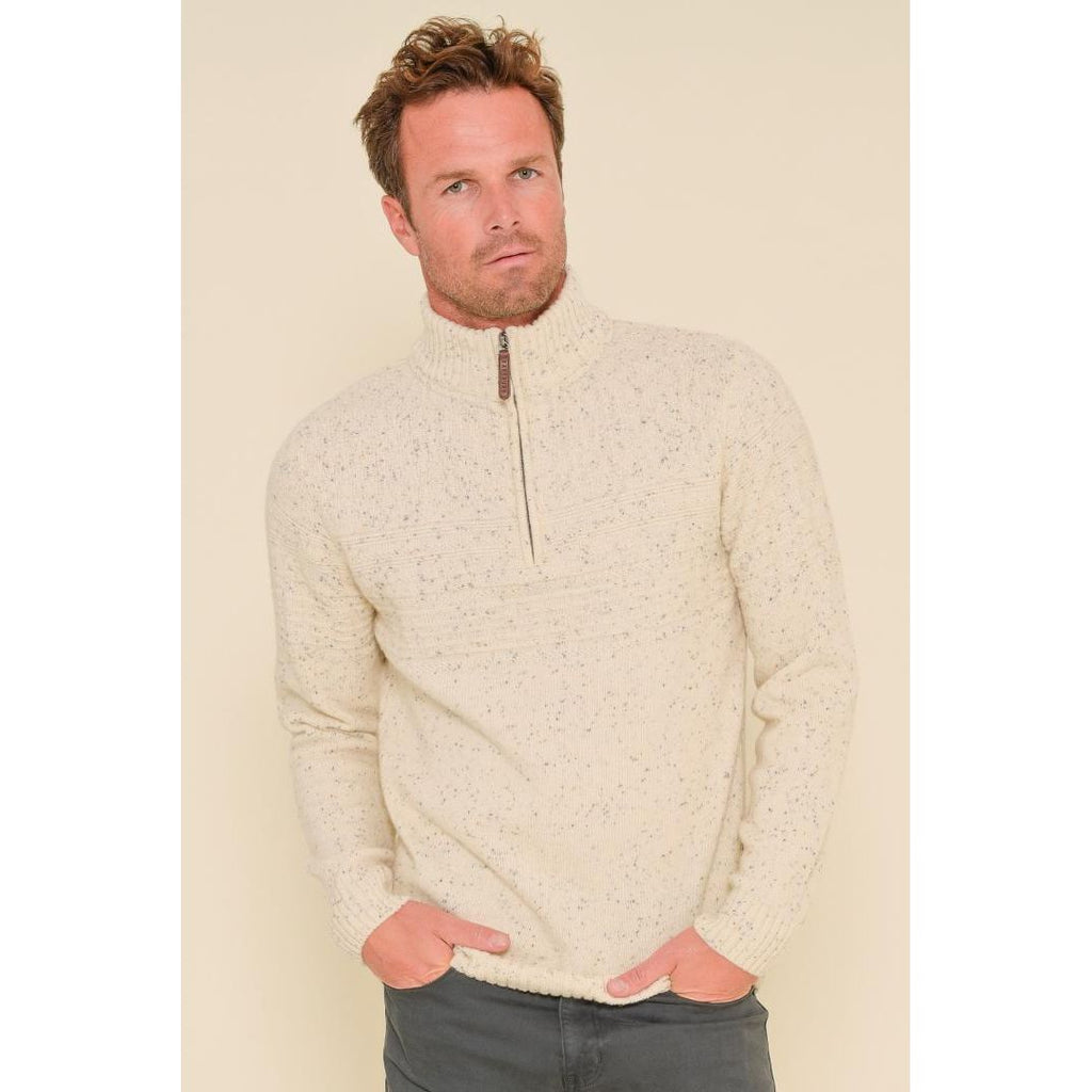 Brakeburn 1/4 Zip Jumper - Ecru - Beales department store