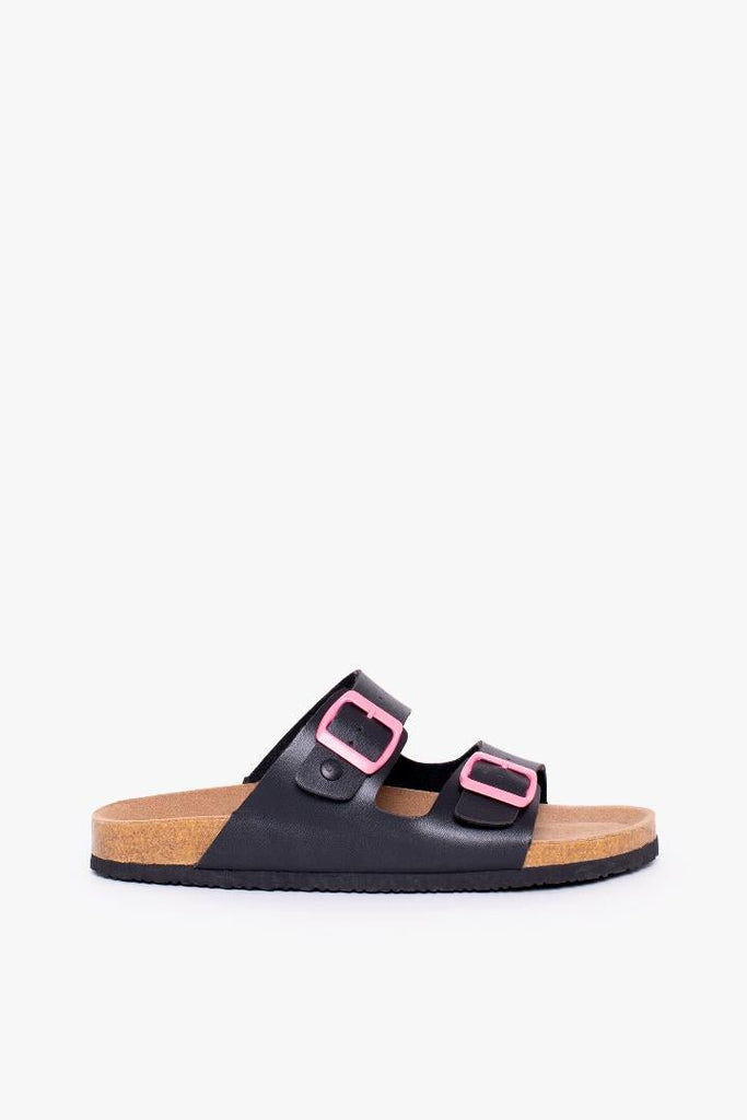 Brakeburn - 2 Strap Buckle Sandals - Black - Beales department store